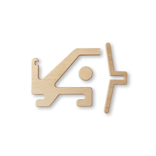 Handcrafted solid Beech wood helmet and coat rack attachment compatible with MowoFit modular wall bar system.